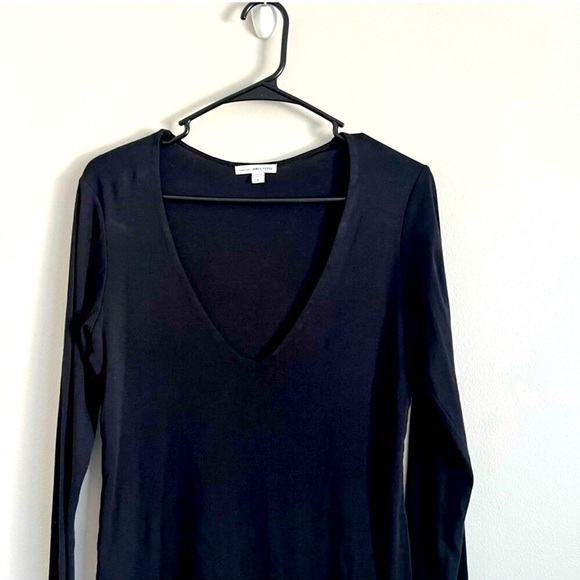 Standard James Perse Black Long Sleeve V-Neck Mini dress 4/XL long 32” bust 37” - Picture 3 of 8